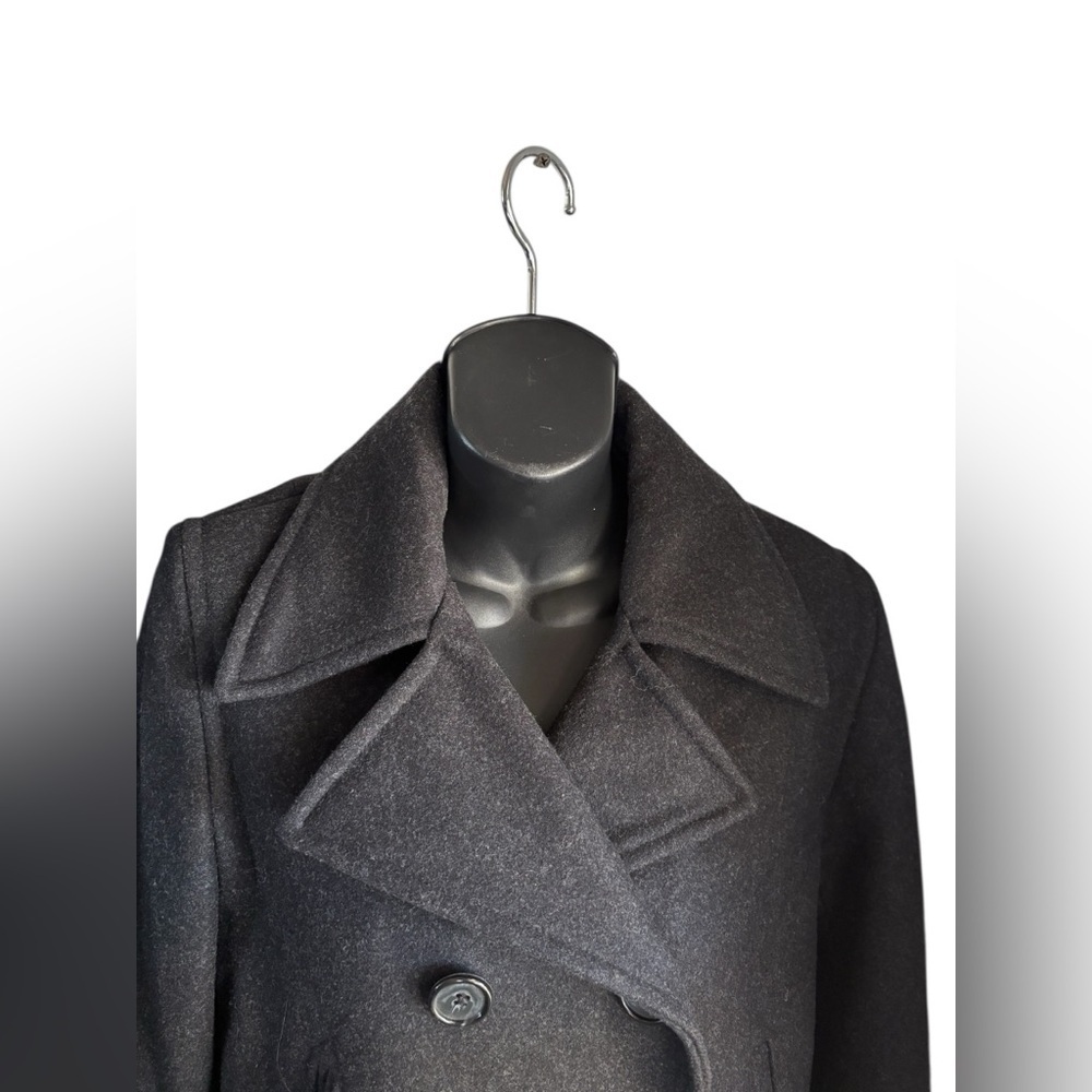 J. Crew Classic Double Breast Pea Coat Black Wool Blend Pockets Collared Size S - Picture 3 of 11
